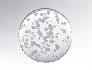 gel drop with white bubbles, cosmetic textures, skincare product smear, face serum, cream, oil, scrub, peeling	
