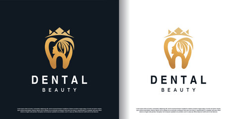 dental beauty logo with creative concept premium vector