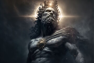 the primordial darkness embodying a greek god, erebus wearing ancient greek glothing, galaxy with solar system as background with Generative AI Technology