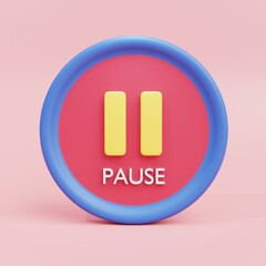 3D rendering of pause button illustrator