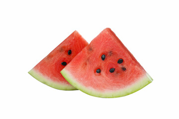 Slices of delicious ripe watermelon isolated on white