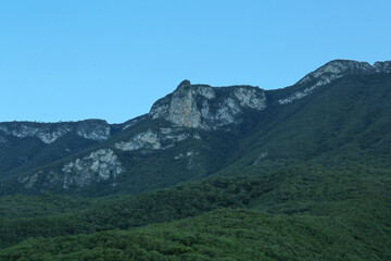Picturesque view of beautiful mountain landscape on sunset