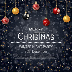 Christmas and New Year black luxury vector background with winter decor

