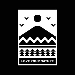 Love your nature mountain landscape logo badge design