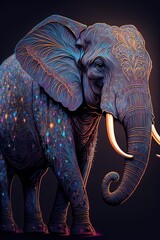 Elephant in beautiful patterns. festive. digital art style, illustration art