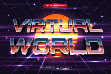 Retro Sci-Fi Futuristic 80s Editable Text Effect. Virtual Reality Tech