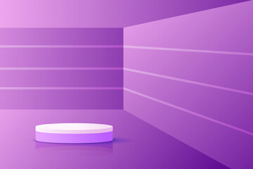 Naklejka na ściany i meble Set purple violet 3d object cylinder pedestal podium display gradient color minimal scene showroom