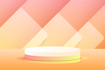 Set red pink love 3d object cylinder pedestal podium display gradient color minimal scene showroom