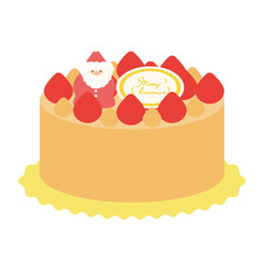 クリスマスケーキチョコレートサンタクロースとMerryChristmasのプレート