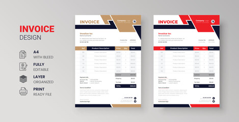 Invoice design for corporate business marketing company clean restaurant letterhead design