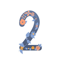 Pastel cute flower on decoration on number for decorating or printing