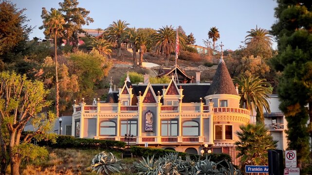 LOS ANGELES, CA, OCT 2022: early morning view of The Magic Castle, entertainment venue in the heart of Hollywood