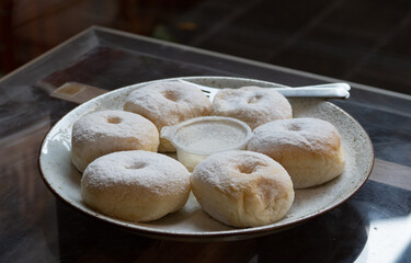 Japan butter donuts with milk cream sauce