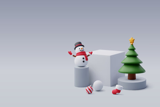 3d Podium Christmas celebration, merry Christmas and happy new year.