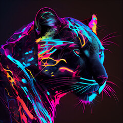 Neon Glitch art panther