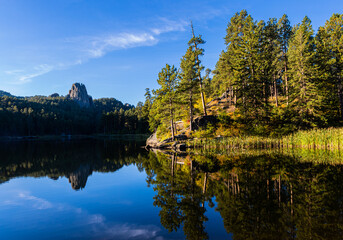 Black Elk Peak Reflecting on Horsethief Lake, Custer State Park, South Dakota, USA