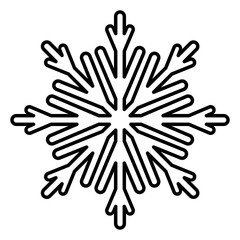 Snowflake icon silhouette. Outline vector illustration isolated on white background. Winter symbol.