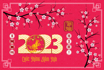 Happy lunar new year 2023, Vietnamese new year, Year of the Cat.