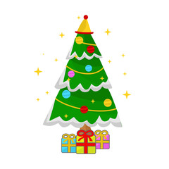 flat christmast tree illustration vector