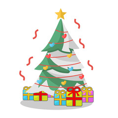 flat christmast tree illustration vector