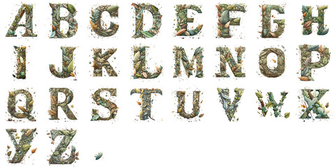 The alphabet made out of leaves and sticks © Christopher