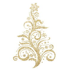 gold tree ,christmas tree png