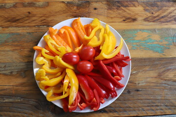 Fresh vegetables and fruits are sold at a bazaar in Israel.