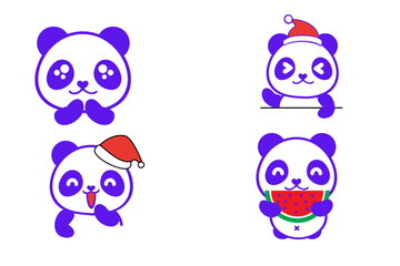 cute panda illustration set
