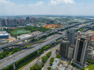 Naklejka premium Top view of the city in Linkou district in New Taipei City of Taiwan