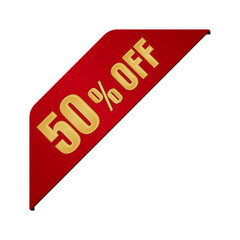 50% off icon illustration for e-commerce site etc. ( corner ribbon ) / png ( background transparent )
