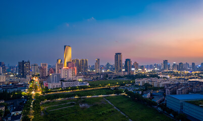 Fototapeta na wymiar Night View of Sanjiangkou City, Ningbo, Zhejiang Province, China