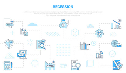 recession concept with icon set template banner with modern blue color style