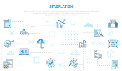 stagflation concept with icon set template banner with modern blue color style