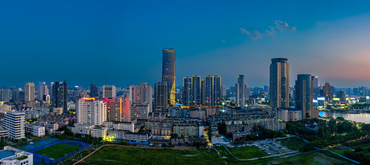 Night View of Sanjiangkou City, Ningbo, Zhejiang Province, China