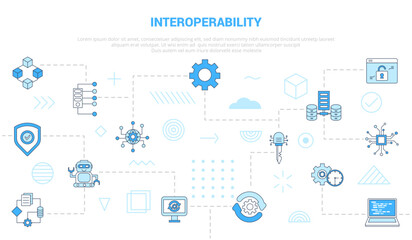 interoperability concept with icon set template banner with modern blue color style