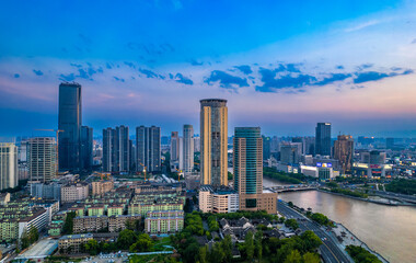 Obraz premium Night View of Sanjiangkou City, Ningbo, Zhejiang Province, China