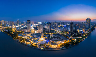 Fototapeta premium Night View of Sanjiangkou City, Ningbo, Zhejiang Province, China