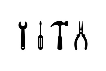 set of flat repair equipment icon vector