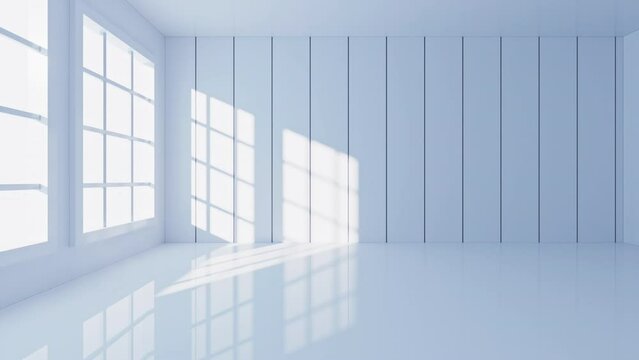 White empty room with light and shadow, Interior geometry scene, 3d rendering.
