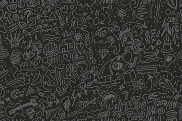 Vector illustration of hand drawn doodle with seamless pattern. Concept design for wallpaper, wrapping and clothing