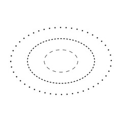 Tracing ellipse shape symbol, dashed and dotted broken line element for preschool, kindergarten and Montessori kids prewriting, drawing and cutting practice activities in vector illustration