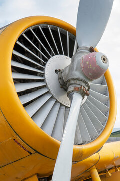 Dubnica nad Vahom, Slovakia - November , 19, 2022 : The Zlin Z-37 Cmelak aircraft. LET Z-37 Cmelak is an agricultural aircraft. The Sl&aacute;vnica Aviation Museum.