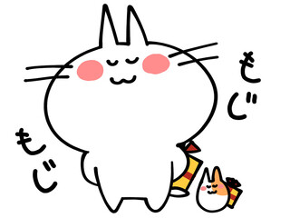 Fototapeta premium プレゼントを渡すにゃんことハムスターのイラスト素材