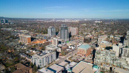 Aerial view of Burlington Ontario near Brant Street Pier