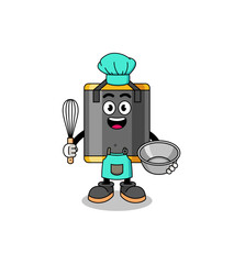 Illustration of punching bag as a bakery chef