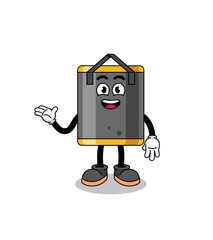 punching bag cartoon with welcome pose