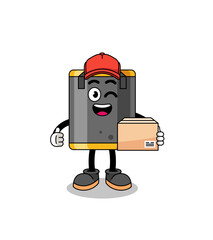 punching bag mascot cartoon as an courier