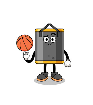 punching bag illustration as a basketball player