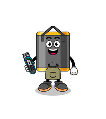 Cartoon Illustration of punching bag as a barber man