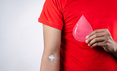 man hands holding donation blood paper cut, blood transfusion, world blood donor day, world...